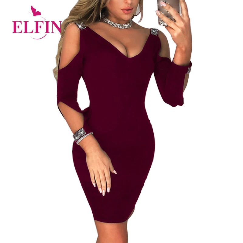 

Sequined Women Dress Bodycon Could Shoulder Sheath Dress V Neck Summer Party Dress Sexy Vestidos SJ2375R