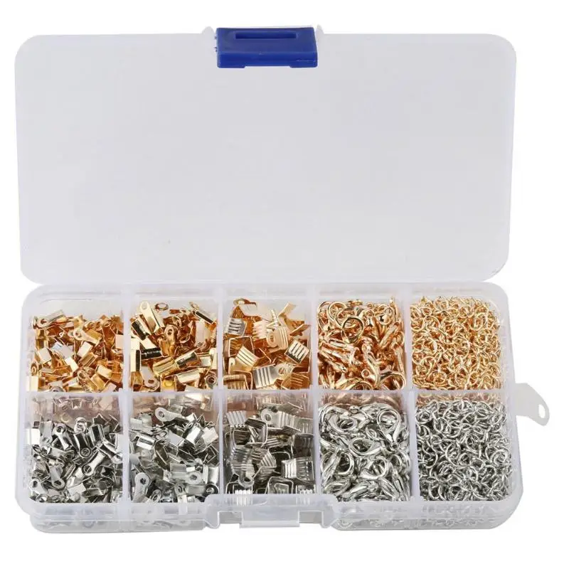 

1Box Single ring/Lobster clasp/Tail chain/Clip buckle/Drop Kit/Messenger Box for DIY Necklace Jewelry Making Materials