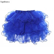 Sapubonva пачка Тюль твердые сексуальные взрослые юбки плиссированный корсет пышная бальная юбка Jupe оборки эластичная женская Танцевальная мини-юбка