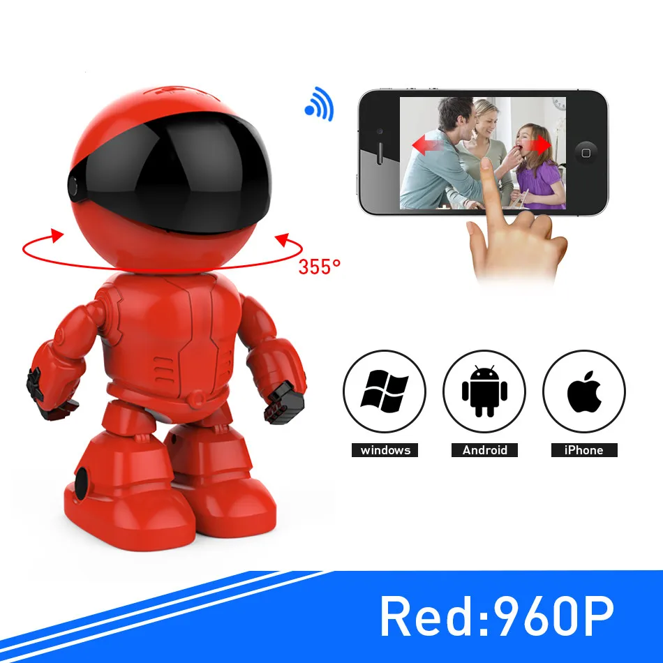 1.3MP HD Беспроводная IP камера Wi-Fi робот 960P Wifi ночного видения Сетевая CCTV