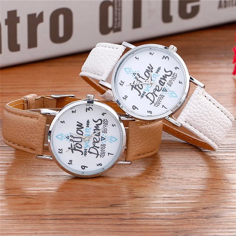 Women's watches 2018 fashion Neutral Letter Pattern Fashion Leather Quartz Wrist Watch clock Relogio feminino M02 (17)