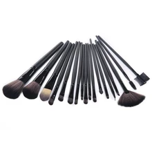 Professional Makeup Brushes Set 18Pcs Brushes in Black Leather-Like Ties Case Makeup Brushes & Tools
