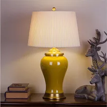 Зеленый/желтый ручной работы китайского керамическая ткань LED E27 Настольный светильник для гостиной свадебный Декор Спальни H 64 см AC 80-265 В 1625