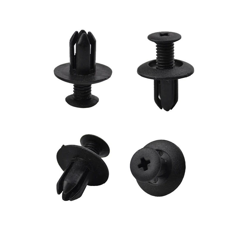 100x 8mm Hole Plastic Rivets Fastener Push Clips Black for Car Auto Fender