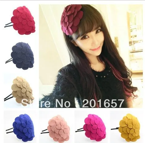 

freeshipping wholesale retail fashion woolen leather flower hairband colorful hairbands
