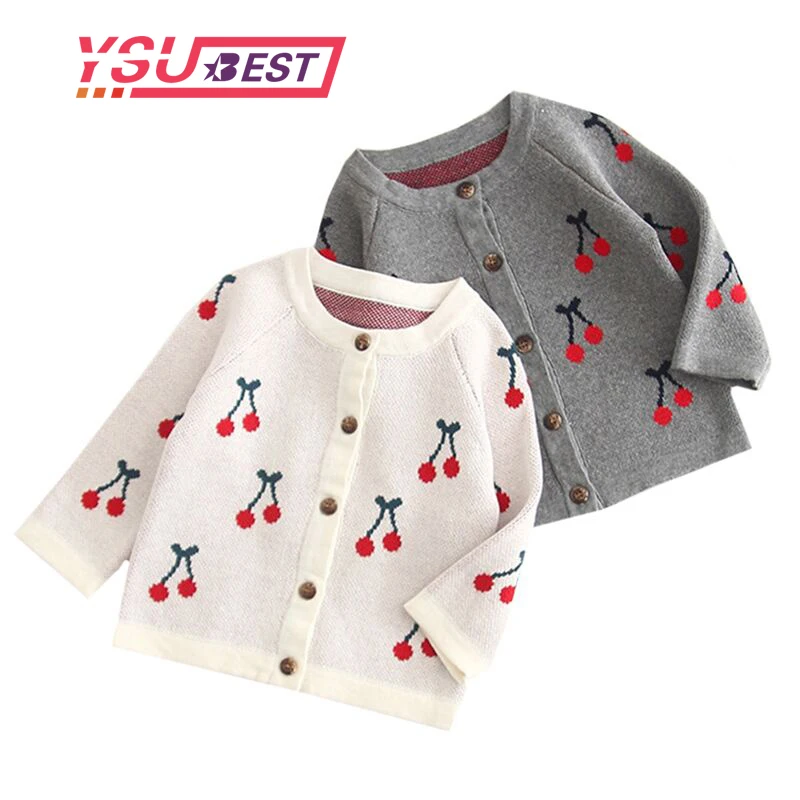 

Baby Sweater Cardigan Autumn Winter Baby Girls Sweater Jacket and Coat Cotton Cherry Toddler Cardigan for Girl 0-3Y Baby Clothes