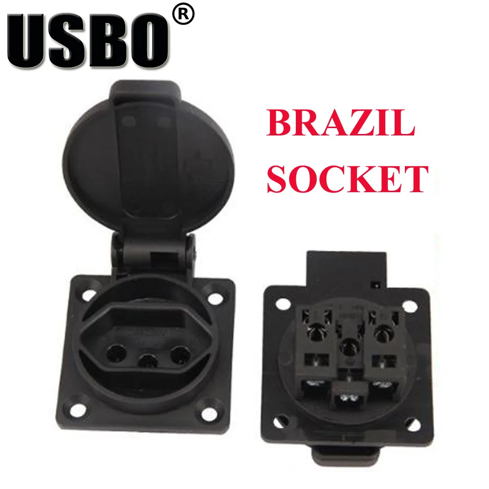 Black round cover Brazil standard socket IP54 20A 250V Brazilian AC