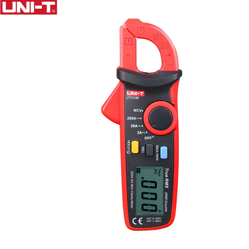 

UNI-T UT210B True RMS 200A AC Mini Clamp Meters Ammeter NCV Test Professional Multimeter Digitais LCD Backlight MAX MIN