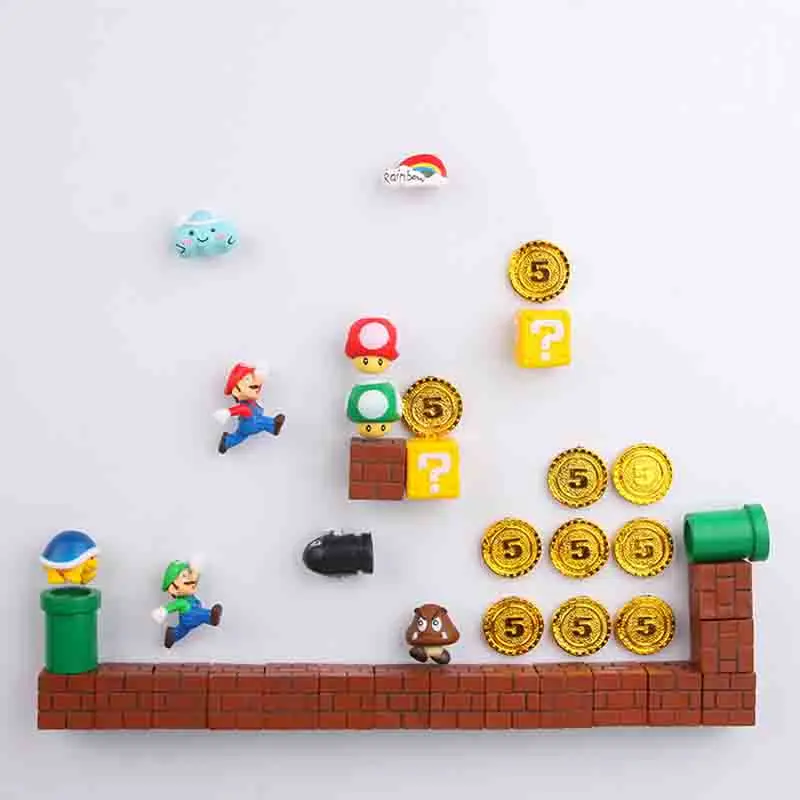 Золотая монета комбинация 3D Super Mario Bros. Магниты на холодильник стикер сообщений домашний декор детские игрушки подарок на день рождения