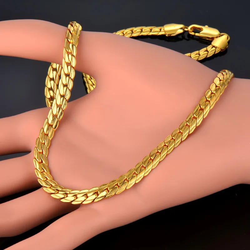 Hipwope 14K Chapado En Oro/plata Collar De Cadena De Serpiente, Collar De Espiga Para Las