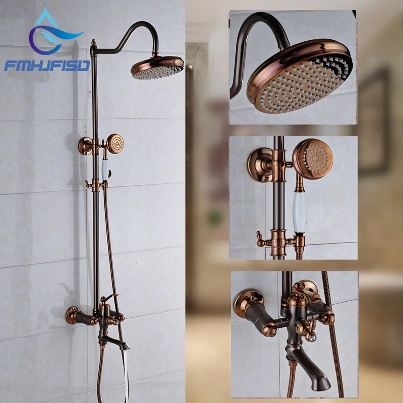 

New Arrival Shower Faucet for Bathroom Rose Gold Wall Mounted with 8" Shower Head