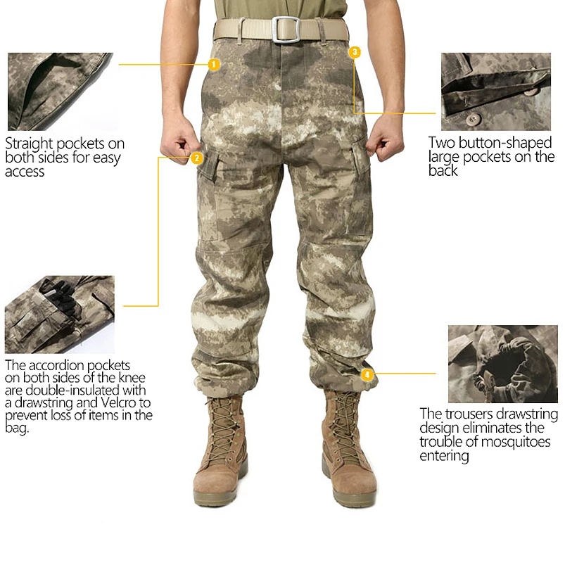MENS TACTICAL OVERALLS CAMO PANTS MILITARY SECURITY CARGO COMBAT TROUSERS