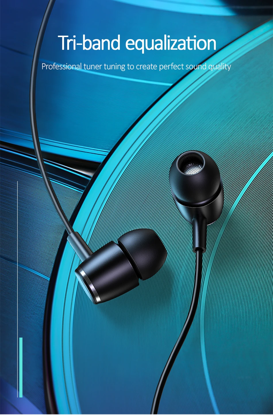 EP-26 Tiffany Blue in-ear Metal Earphones,USAMS 3.5mm Hifi Earbuds Bass Earphones Stereo Headset inear Wired Ear phone With Mic