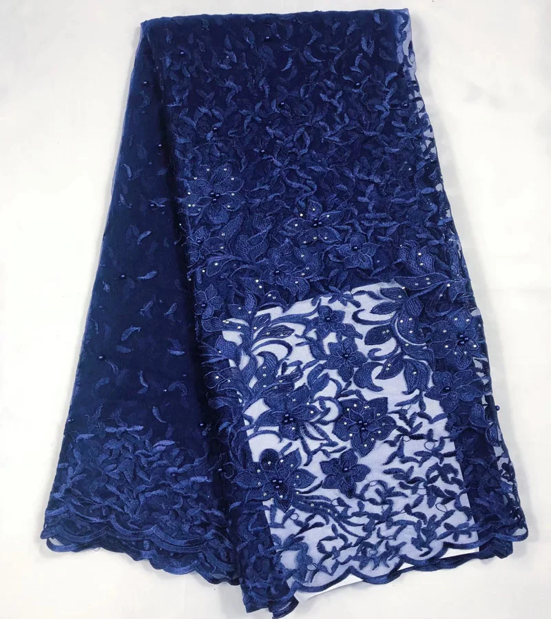 

(5yards/pc) High quality African French net lace fabric with wonderful embroidery and beads stones for party dress
