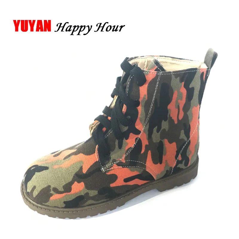

New 2019 Spring Autumn Shoes Women Boots Fashion Camouflage Shoes Women's Boots Ladies Brand Ankel Botas Army Green ZH638