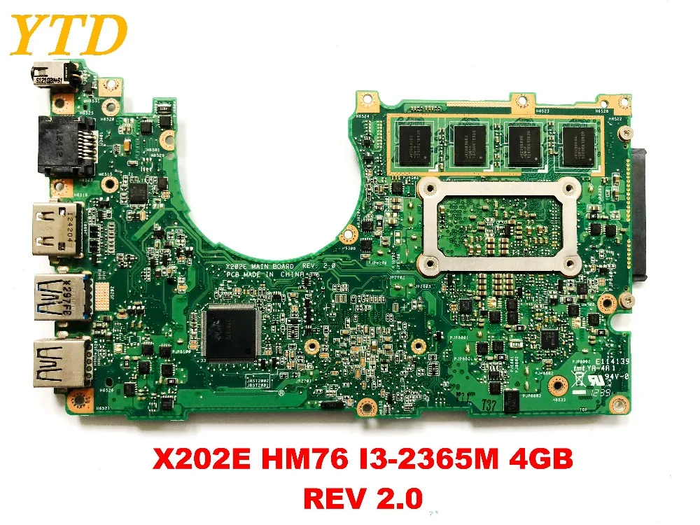  Original for ASUS X202E laptop motherboard X202E HM76 I3-2365M 4GB REV 2.0 tested good free shippin