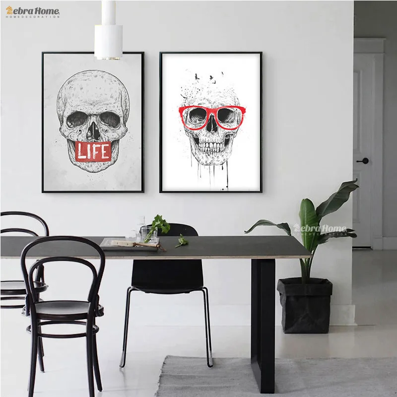 

Hand Painted Modern Skeleton Oil Painting Decorative Picture Abstract Skull Painting On Canvas For Living Room Wall Decor