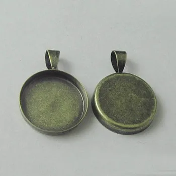 

Blank Round Deep Wall Bezel Cups Cabochon Bases Pendant w/ Bail Settings DIY Findings Craft Antique Bronze tone Plated