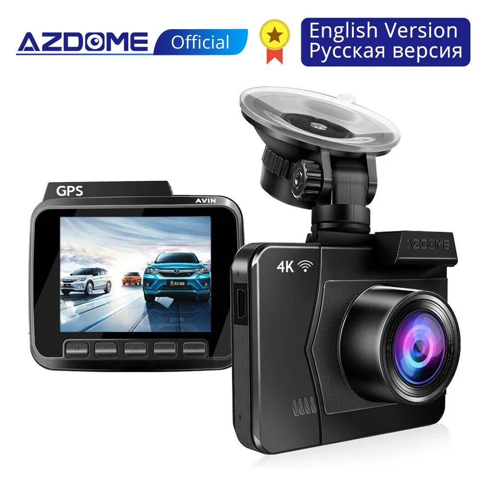 Оригинал AZDOME M06 4K Встроенный WI-FI GPS автомобильный видеорегистратор WDR Ночного видения автомобильная камера с двойной линзой Автомобиль