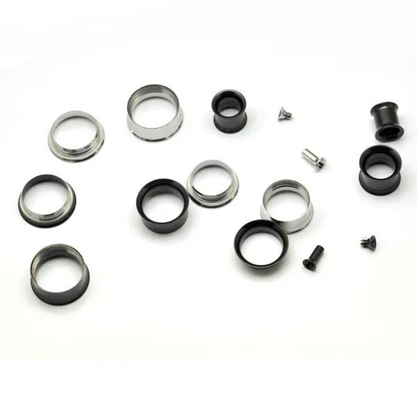 ,2pcs/lot body jewelry stainless steel double flared internally threaded flesh tunnel ear expander plug