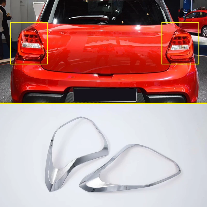 

For Suzuki Swift Hatchback 2018 2019 ABS Chrome Rear Tail Light Lamp Bezel Cover Trim 2pcs Car Styling