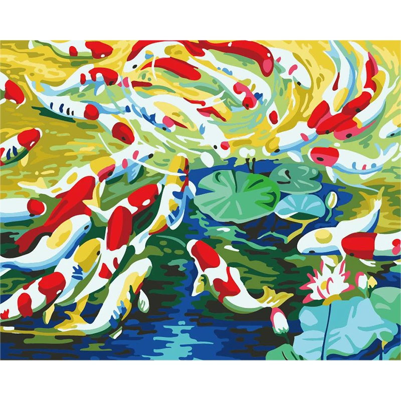 

Golden Fish DIY Digital Oil Painting By Number Artwork Picture Wall Decoration Perfect Christmas Birthday Gift P608