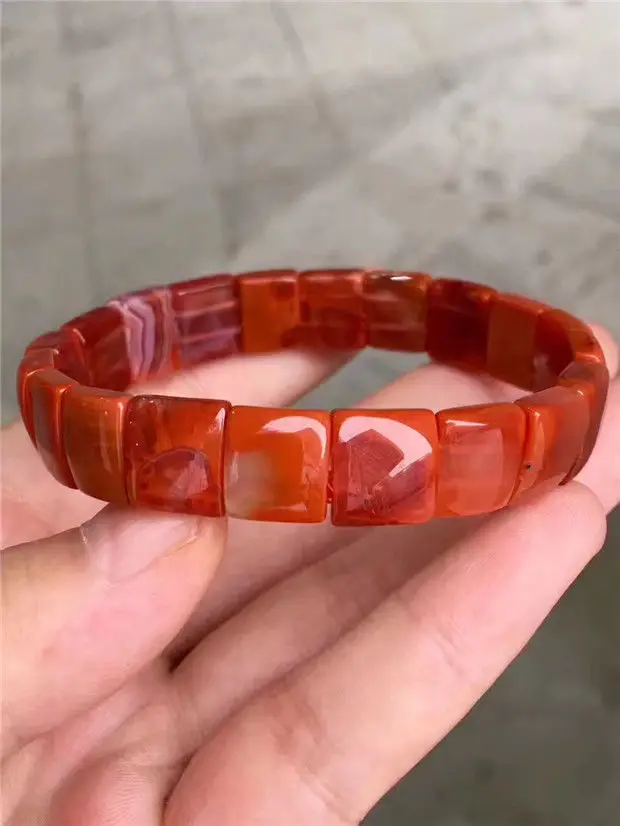 

Natural South Red Agate Gemstone Women Beads Bracelet 11.5*5.5mm AAA