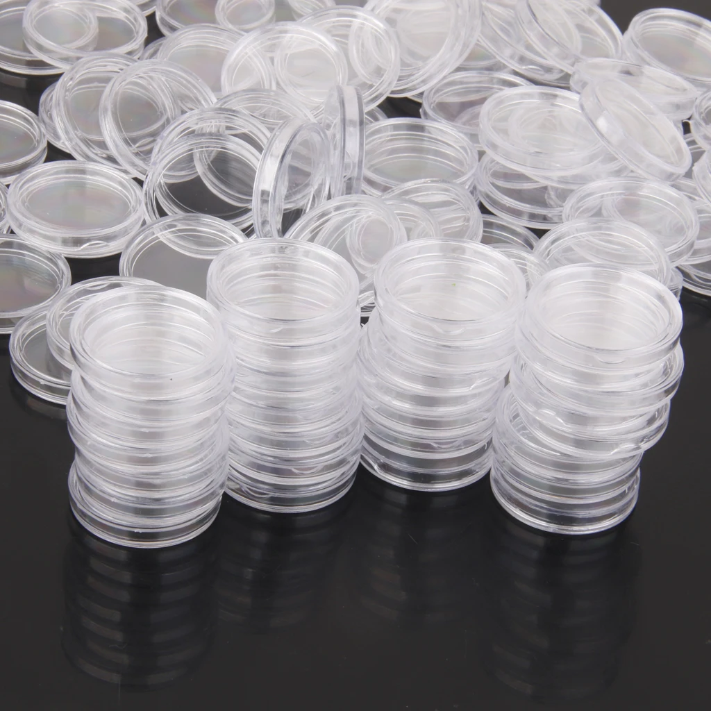 100 Boxed Round Transparent Coin Capsules Case Color 45mm | Дом и сад