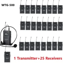 Takstar WTG-500/WTG 500 UHF PLL беспроводной акустической Трансмиссия системы 1 передатчик+ 25 приемники головной микрофон наушники