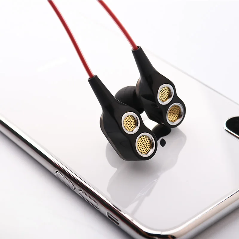 Стерео наушники Шум изоляции In ear музыкальные двойной динамический бас гарнитура