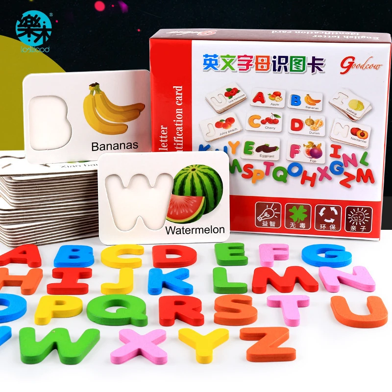 Деревянные игрушки для малышей Logwood, 3D головоломка, обучающая 26 букв, деревянная головоломка, обучающая игрушка monterssori, обучающая игрушка для фруктов и овощей