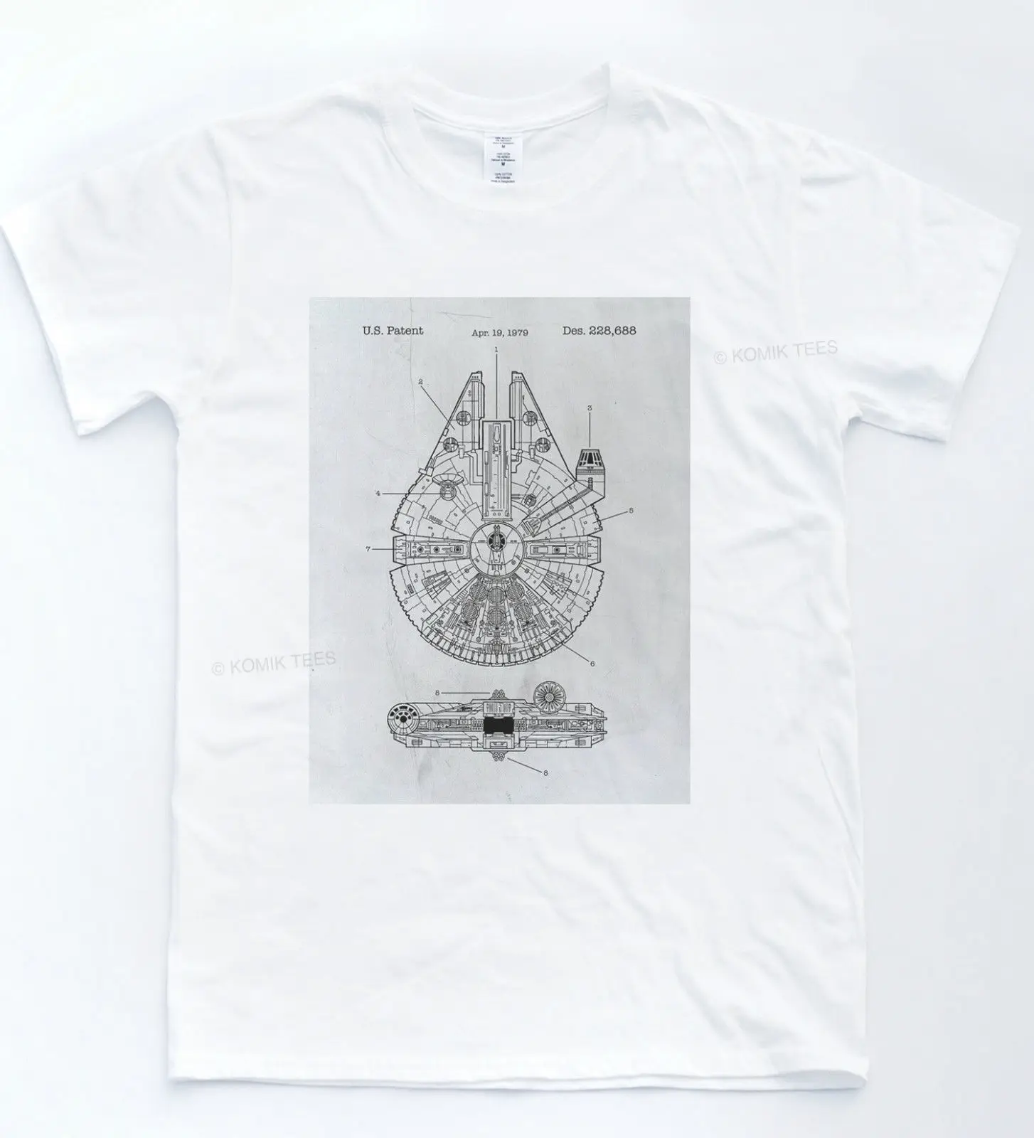 

Millennium Falcon Blueprint T-shirt Plans Star Jedi Movie Tee Wars Cult Top Free shipping Print T Shirt Mens Short Sleeve Hot