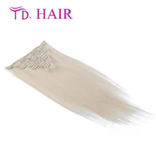 #60 Popular Clip in Hiar Extensions brazilian vingin Human Hair Blonde #60 7pcs/8pcs bundles clip in hair extension on sale