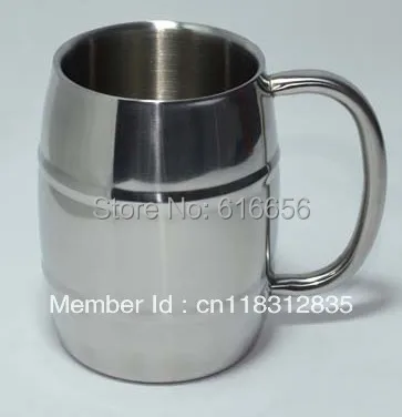 

free ship 300ML Quality fashion new stainless steel double wall isolating cup with stainless handle ,beer mug /coffee mug