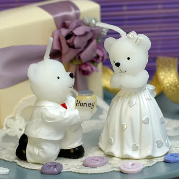 

Romantic Wedding Birthday Candles Creative Wedding Greetings Proposal Marrying Bears Candles New Confession Valentines Day Gifts