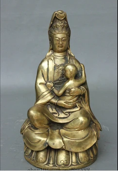 

ymying 1019++++++China Buddhism Brass Copper SongZi Child Boy GuanYin Kwan-Yin Bodhisattva Statue