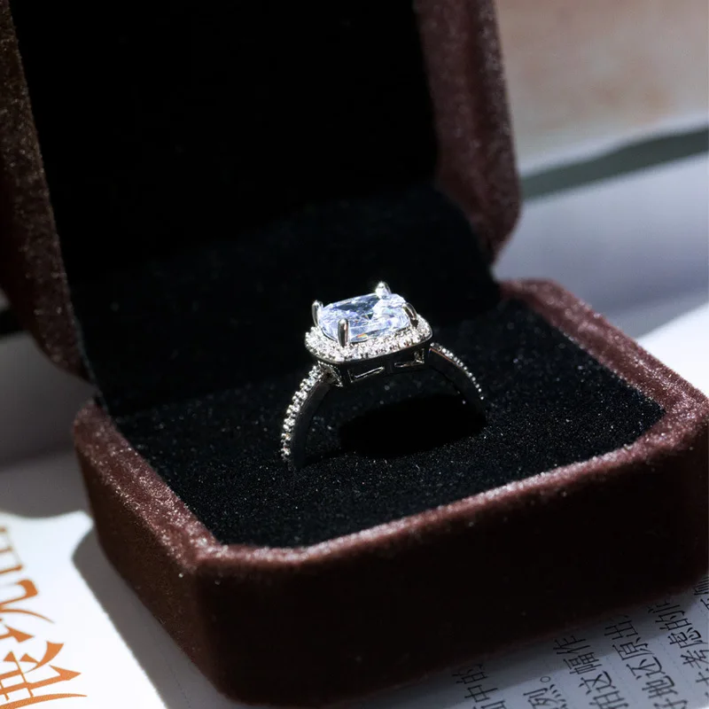MOONROCY серебристый цвет cz обручальные кольца кубический цирконий обещание на помолвку Кристалл кольцо женские Девушки подарок дропшиппинг