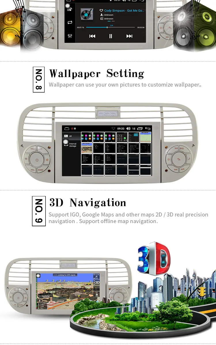 Best JDASTON 1 Din Android 8.0 Car Radio For Fiat 500 Abarth 2007 2008 2009-2015 Multimedia GPS Navigation Canbus Autoaudio Stereo 5