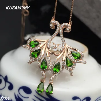 

KJJEAXCMY boutique jewelry,Female models pendant natural diopside pendant necklace sterling silver inlaid