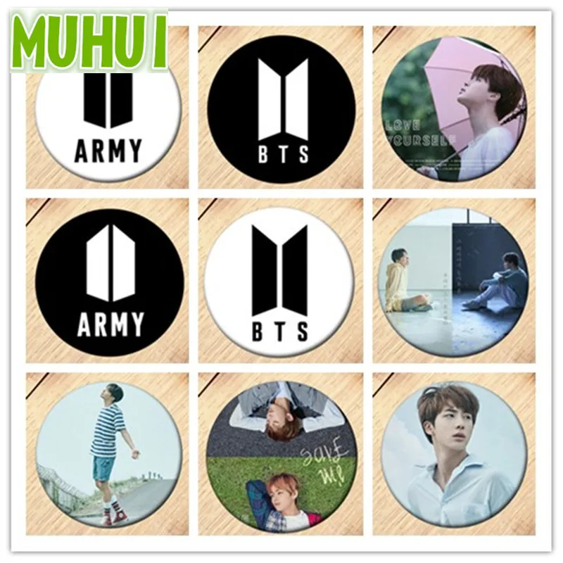 

19 Styles Korea POP BTS Bangtan Boys New Logo Album Love Yourself Brooch Pins Badge Broches For Clothes Backpacks C046