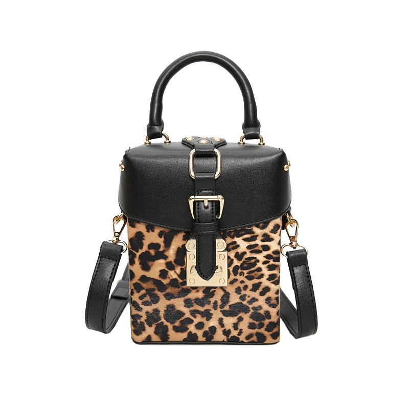 Fashion Women Leopard Rivet Handbag INS Popular Hot Female Exquisite Shoulder Bags Mini Box Ladies Travel Handle Bolsa SS3484 (9)