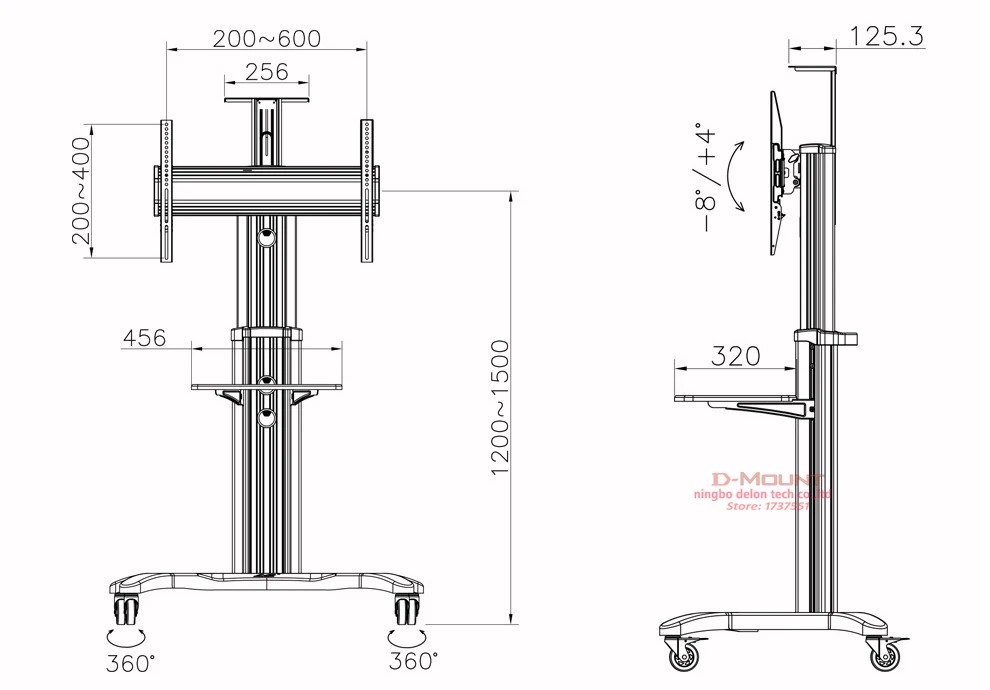 Алюминиевая напольная тележка NB AVF1500 60 1P 45 70 дюймов для ЖК телевизора тормозная