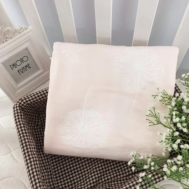 Pink dandelion 110*110 см хлопок бамбуковый муслин одеяло для новорожденного младенца пеленание ребенка полотенце 6 слоев муслина одеяло мягкое стеганое одеяло для коляски - Цвет: Pink dandelion