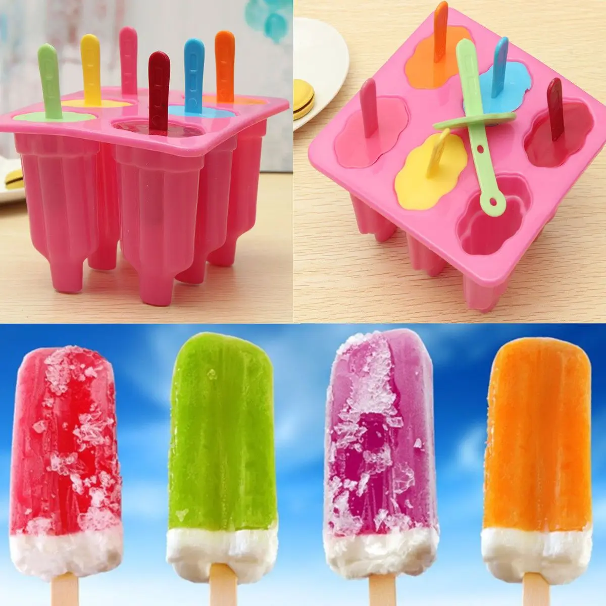 6 ячеек мороженое формы Желе Леденцы формочка DIY Инструменты кухонный гаджет