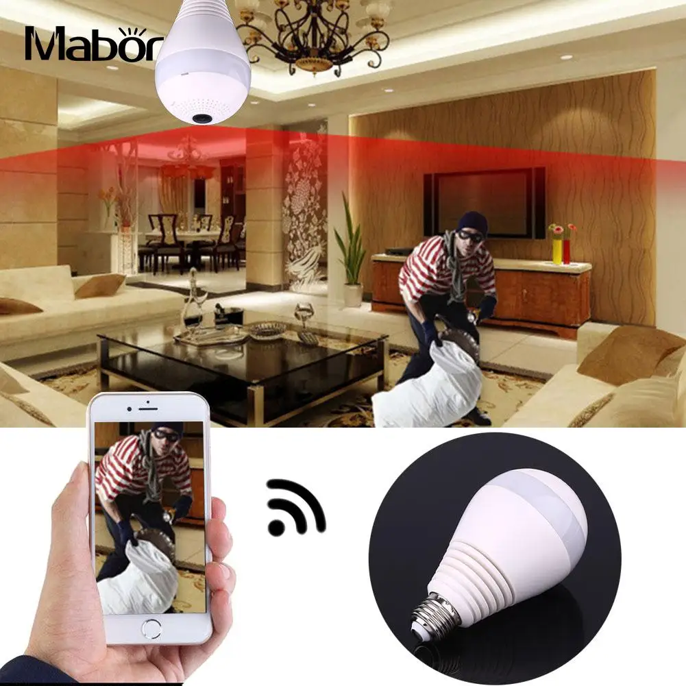 

Multifunction E27 Wireless IP Camera Light Bulb WIFI 360 Degree Panoramic