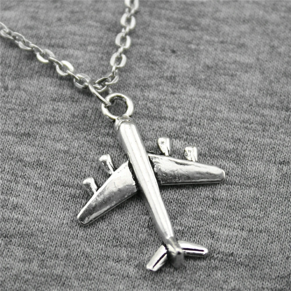 WYSIWYG 27x21mm Aircraft Pendant Necklace Jewelry, Airplane Necklace