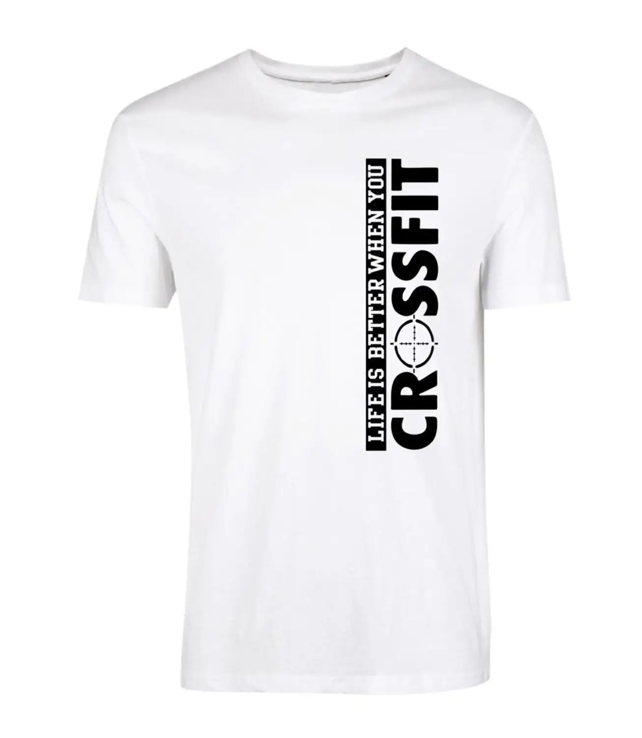 Футболка с надписью «Nouvelle Arrivee Lettre Imprimer», футболка с надписью «Vie Est Mieux Quand Vous Crossfit Dete Streetwear», футболки Hommes Manches Court - Цвет: white black