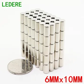 

20/50/100PCS 6mm x 10mm Strong Round Cylinder Neodymium Disc Magnets 6*10 NEW 6x10 Art Craft Connection 6mm*10mm 6x10 6x10mm