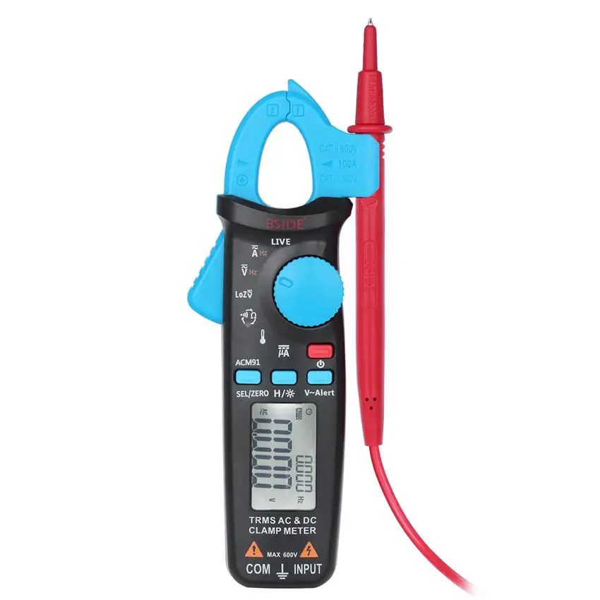 

Bside ACM91 Pocket Clamp Meter True RMS 6000 Counts AC/DC Current 1mA Resolution Capacitance Temperature Tester with Back Clip