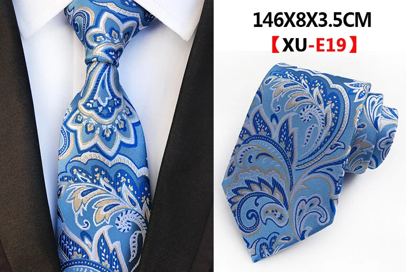 Мужской модный деловой классический цветок 8 см галстуки для мужчин жаккардовый Свадебный галстук галстуки Hombre Нежные мужские аксессуары - Цвет: XU-E19